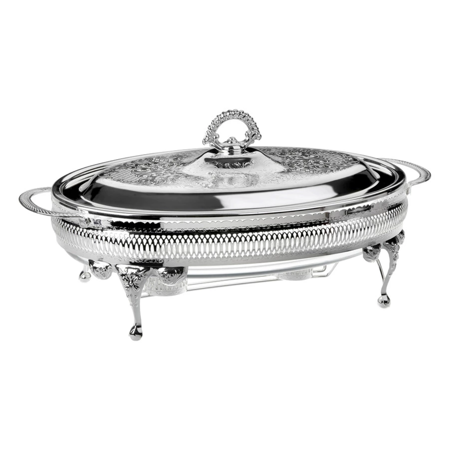 Мармит овальный с подогревом, с крышкой Queen Anne 41 см, сталь, посеребрение