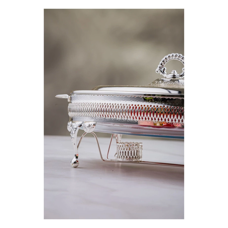 Мармит овальный с подогревом, с крышкой Queen Anne 41 см, сталь, посеребрение