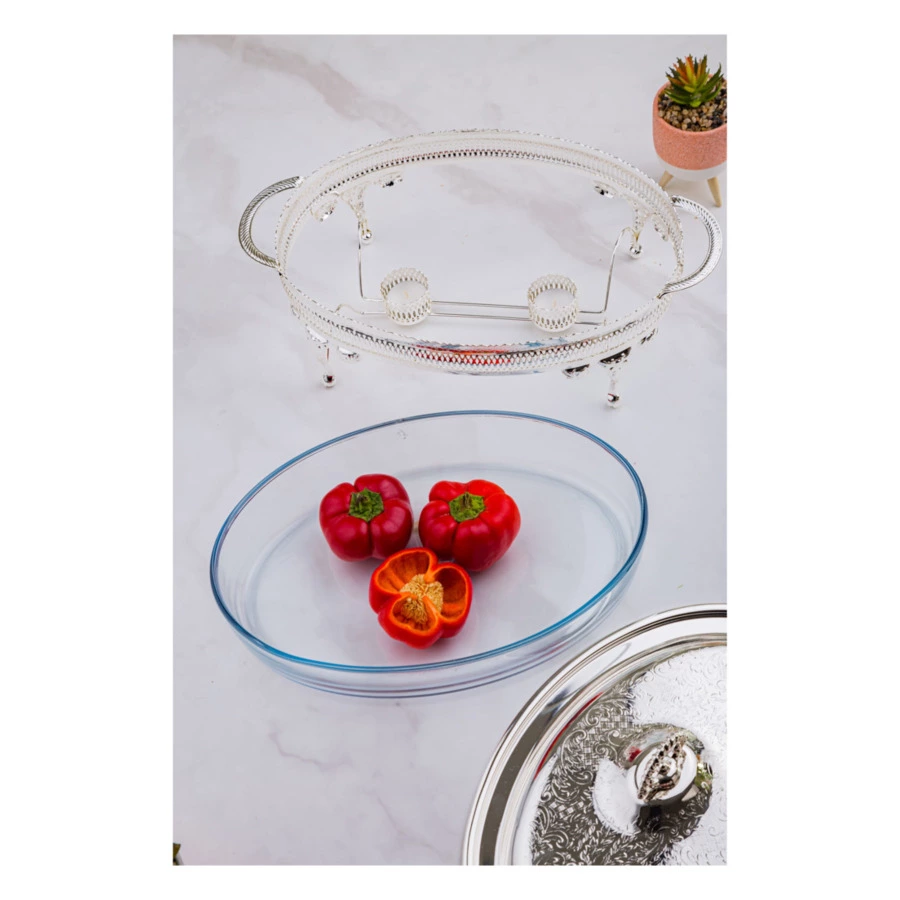 Мармит овальный с подогревом, с крышкой Queen Anne 41 см, сталь, посеребрение