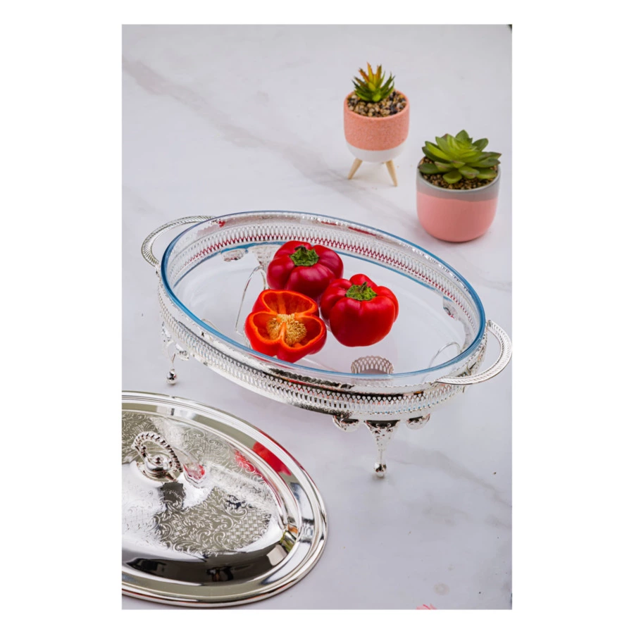 Мармит овальный с подогревом, с крышкой Queen Anne 41 см, сталь, посеребрение