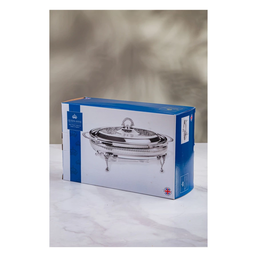 Мармит овальный с подогревом, с крышкой Queen Anne 41 см, сталь, посеребрение