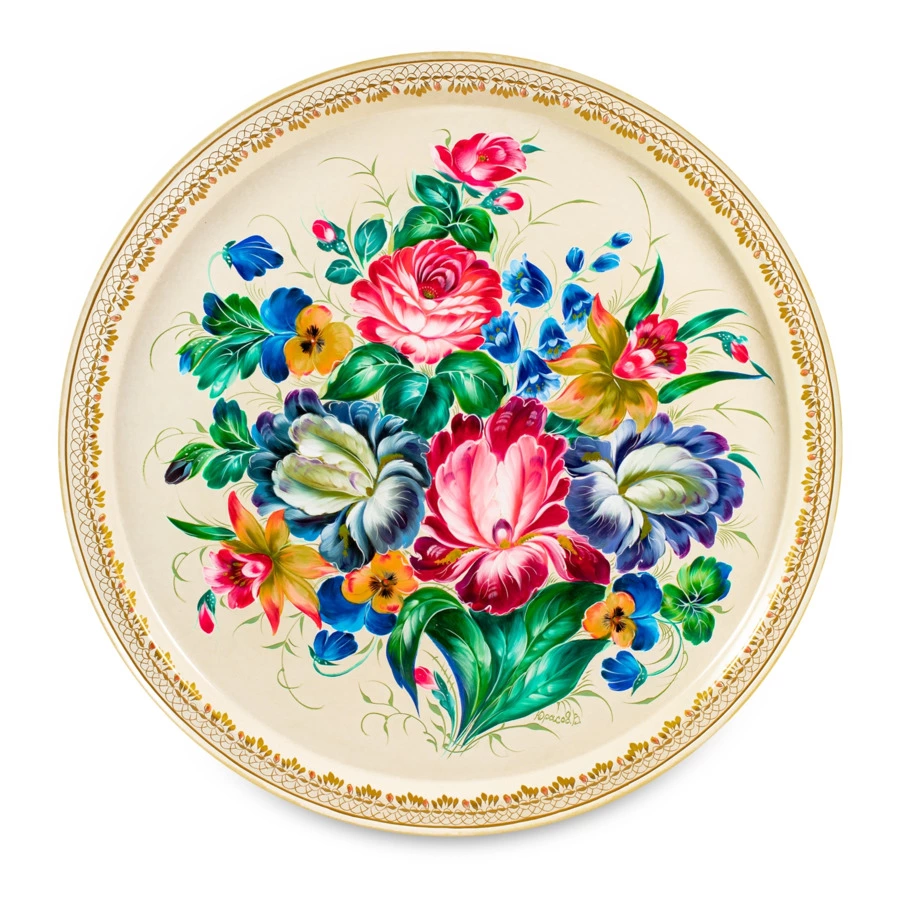 Поднос Жостовская фабрика декоративной росписи 50 см НХП Очарование