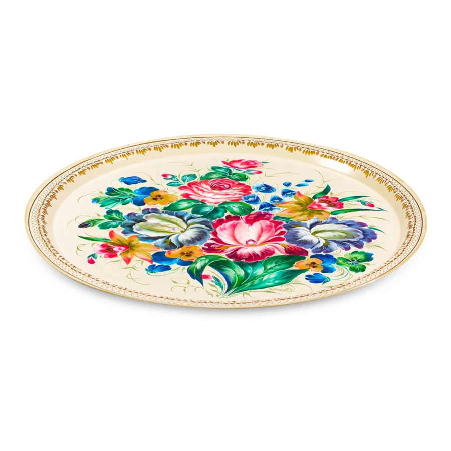 Поднос Жостовская фабрика декоративной росписи 50 см НХП Очарование