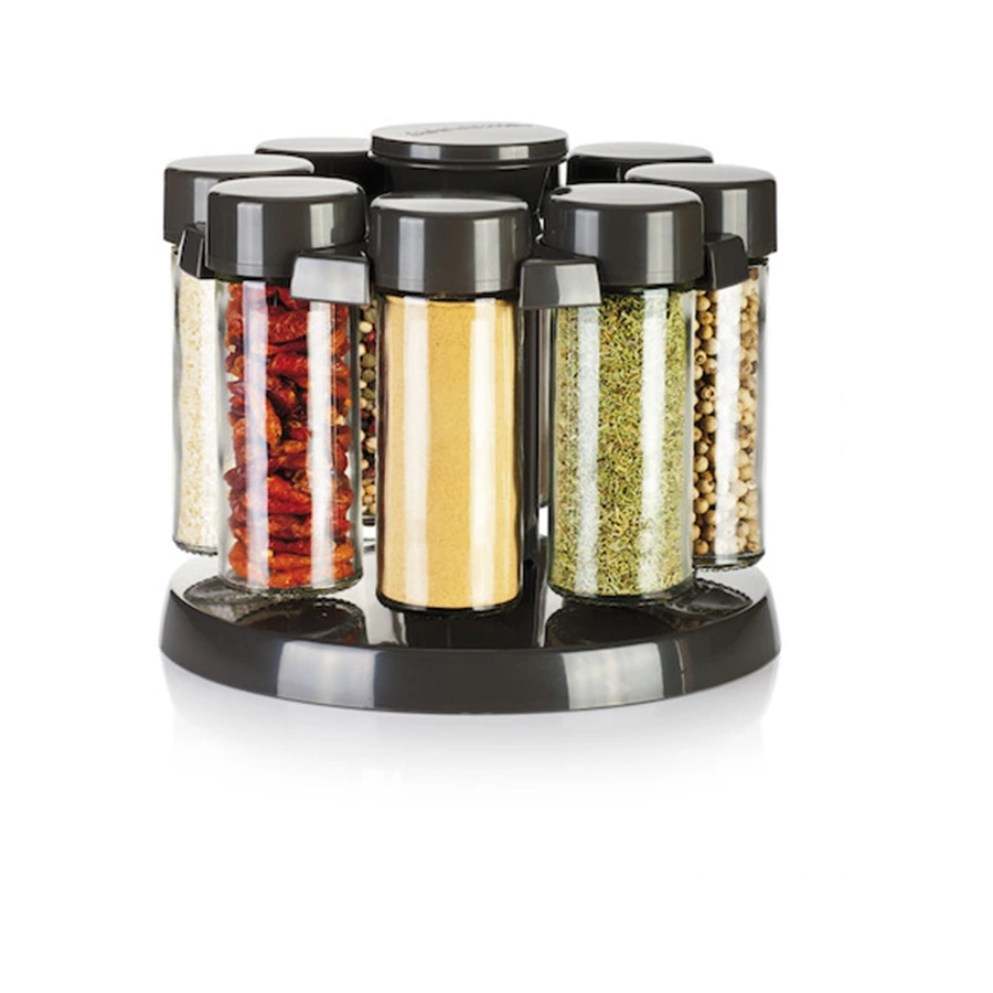 Емкости для специй на вращающейся подставке Tescoma Season 18,3х15,7 см, 8 шт, антрацитовые