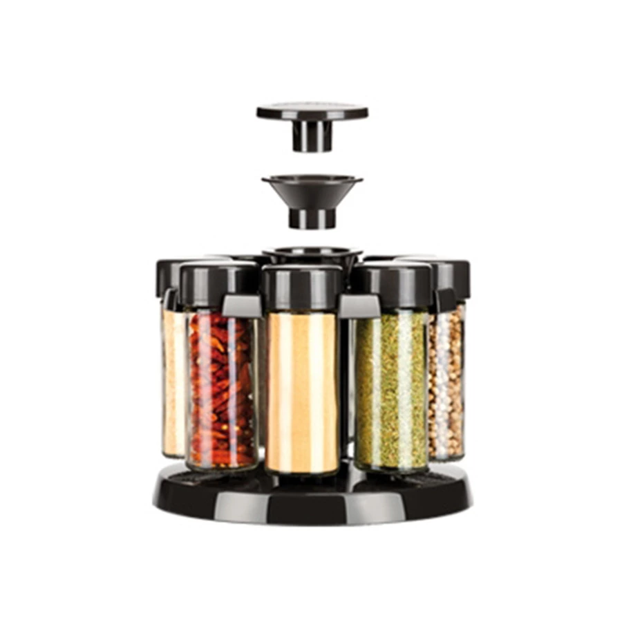 Емкости для специй на вращающейся подставке Tescoma Season 18,3х15,7 см, 8 шт, антрацитовые