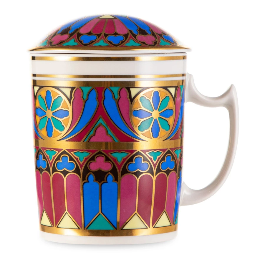 Кружка с блюдцем и крышкой ИФЗ Готический 7 Снежное утро, фарфор твердый