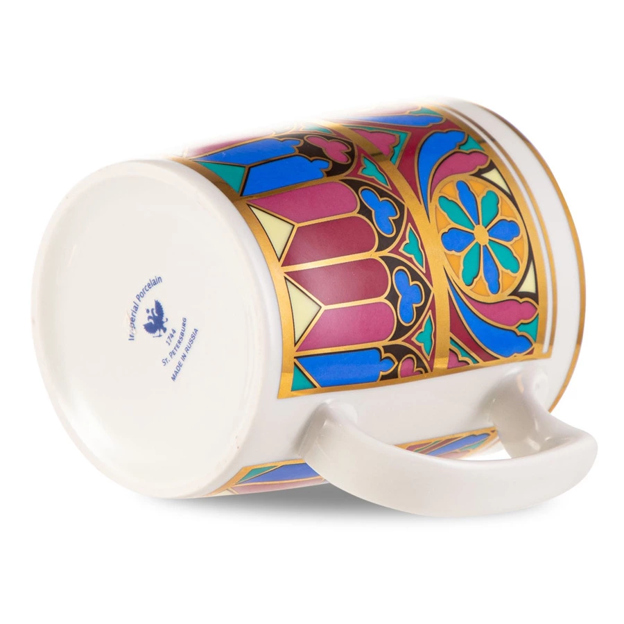 Кружка с блюдцем и крышкой ИФЗ Готический 7 Снежное утро, фарфор твердый