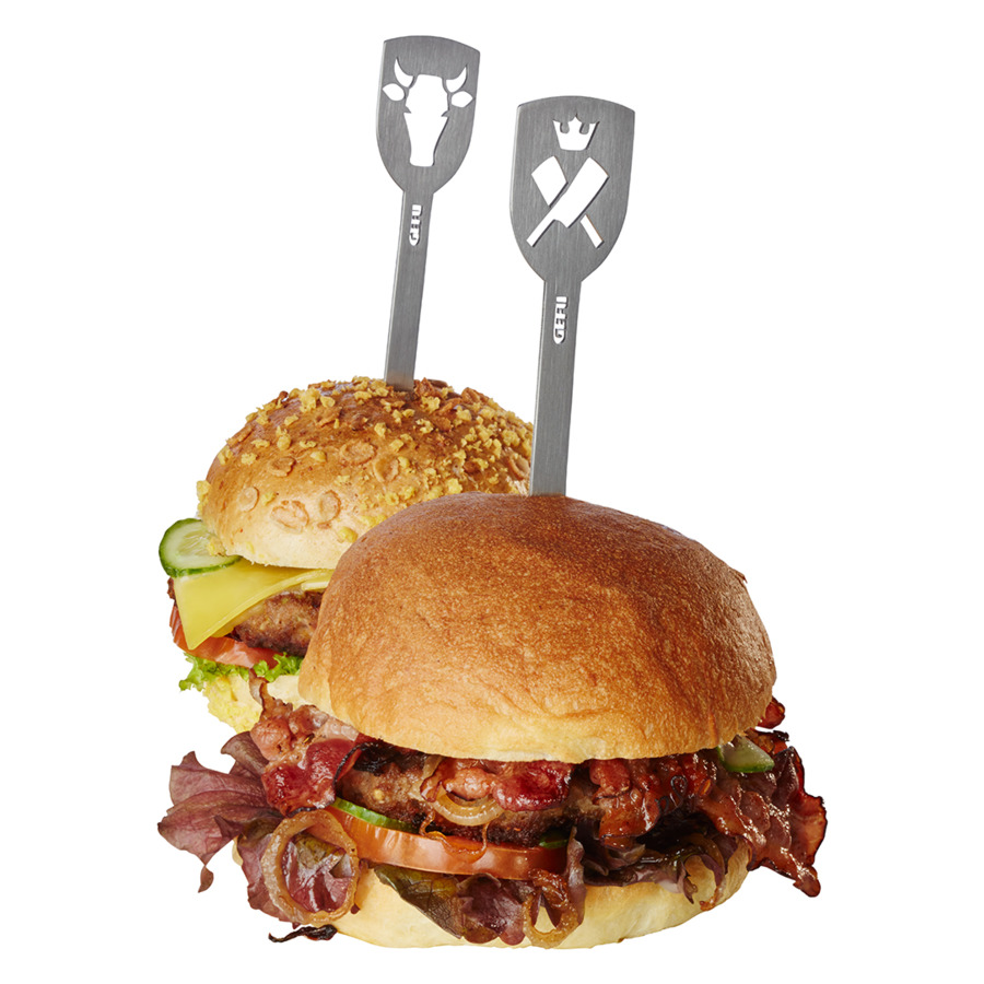 Набор шпажек для гамбургеров Gefu Торро Бык и Топоры, 2 шт, сталь нержавеющая