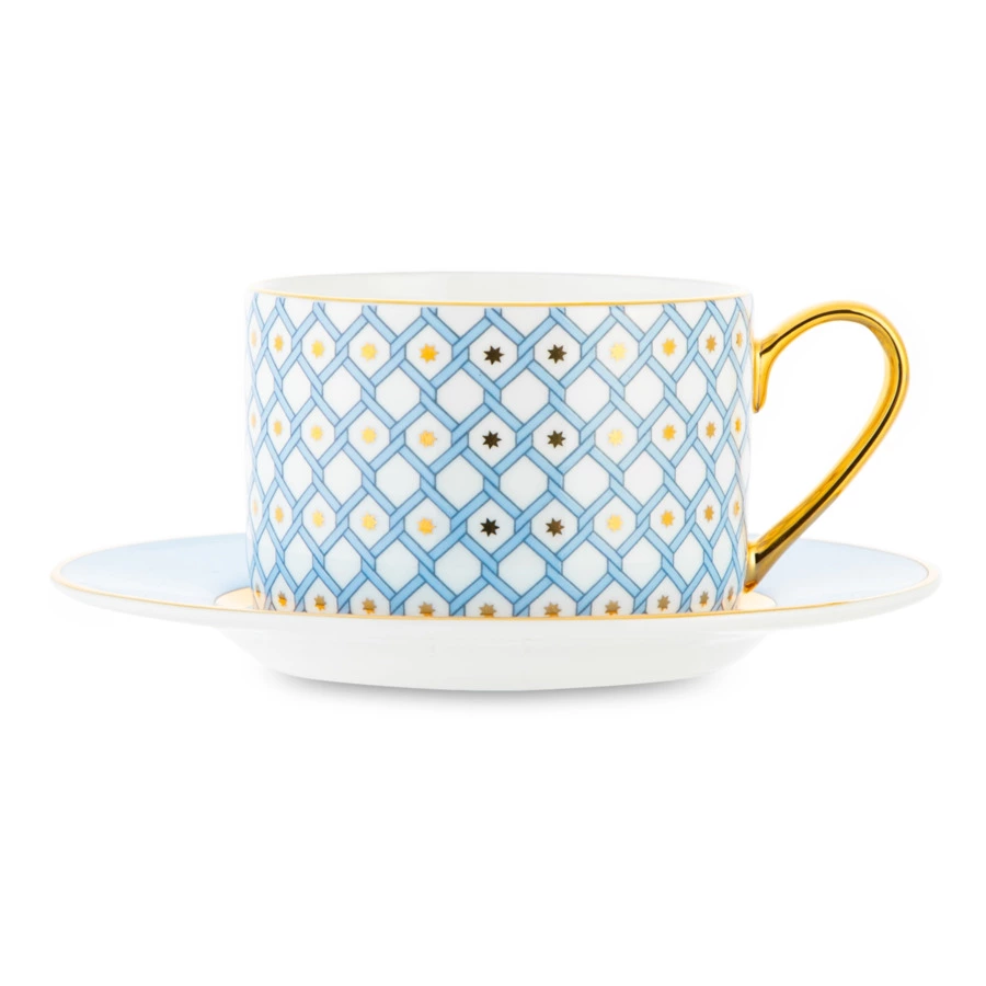 Чашка чайная с блюдцем ИФЗ Азур1 Идиллия 250 мл, фарфор костяной