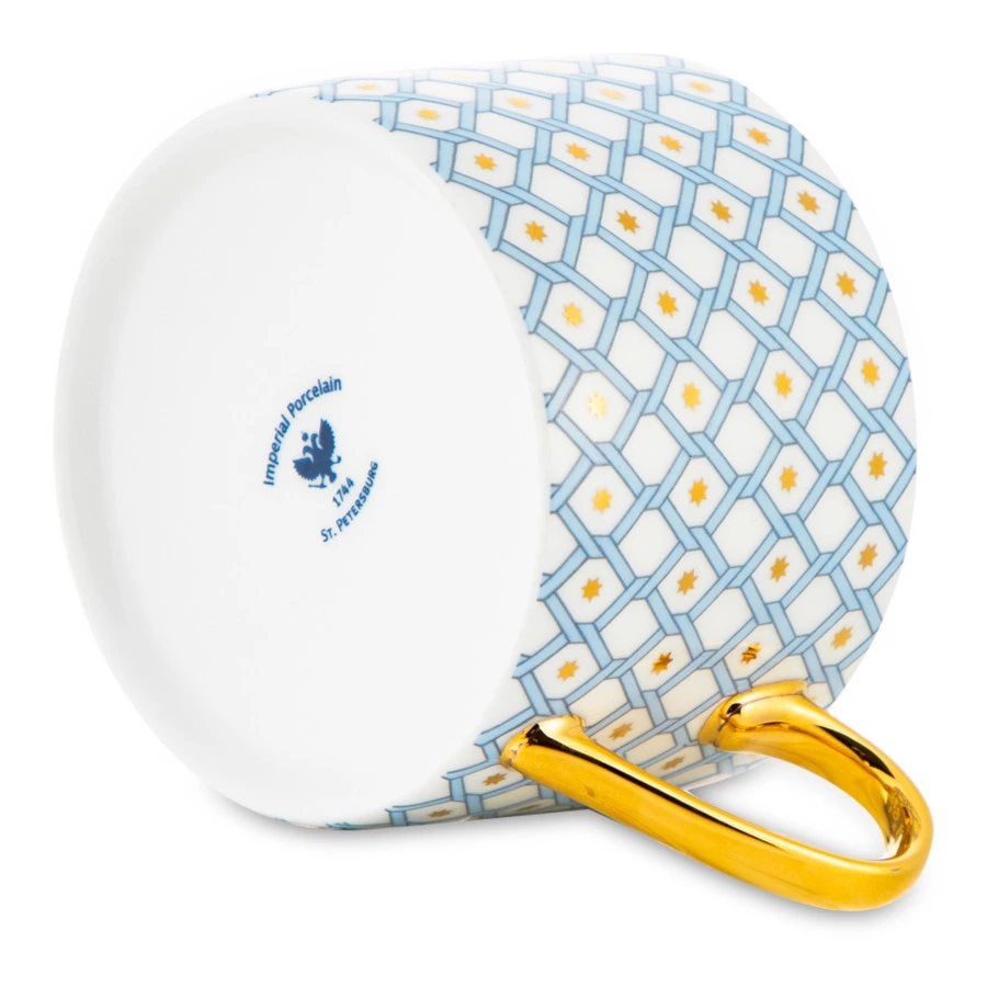 Чашка чайная с блюдцем ИФЗ Азур1 Идиллия 250 мл, фарфор костяной