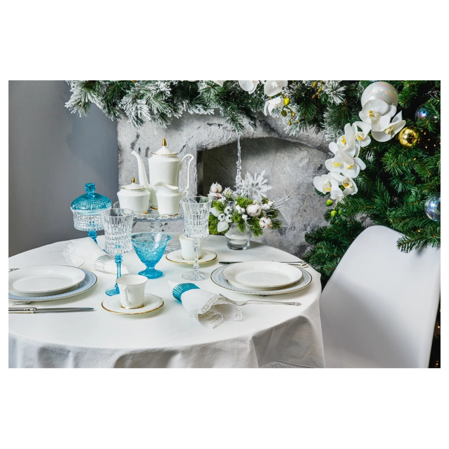 Тарелка обеденная ИФЗ Азур1 Стандартная2, 27 см, фарфор костяной, белый костяной