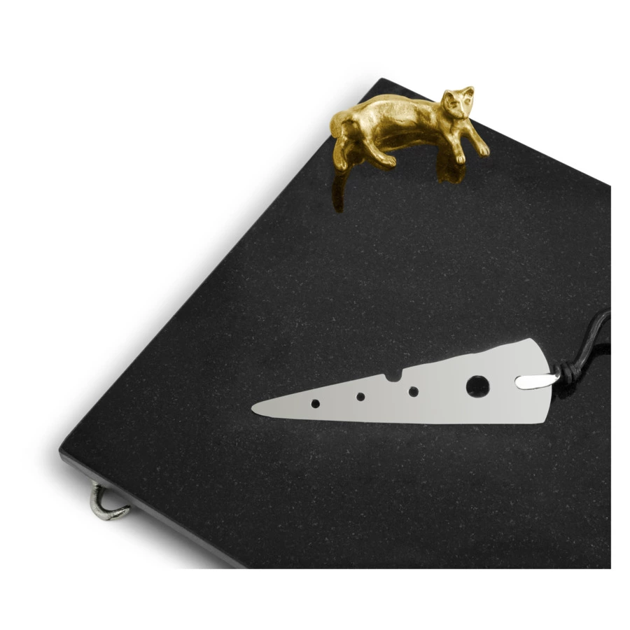 Доска большая для сыра с ножом Michael Aram Кот и мышь 38х25 см, гранит