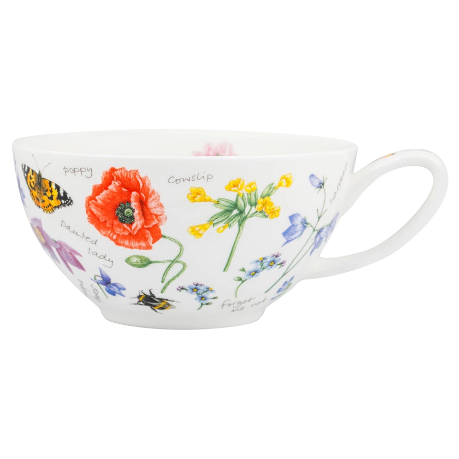 Чашка чайная с блюдцем Dunoon Полевые цветы 250 мл, фарфор костяной