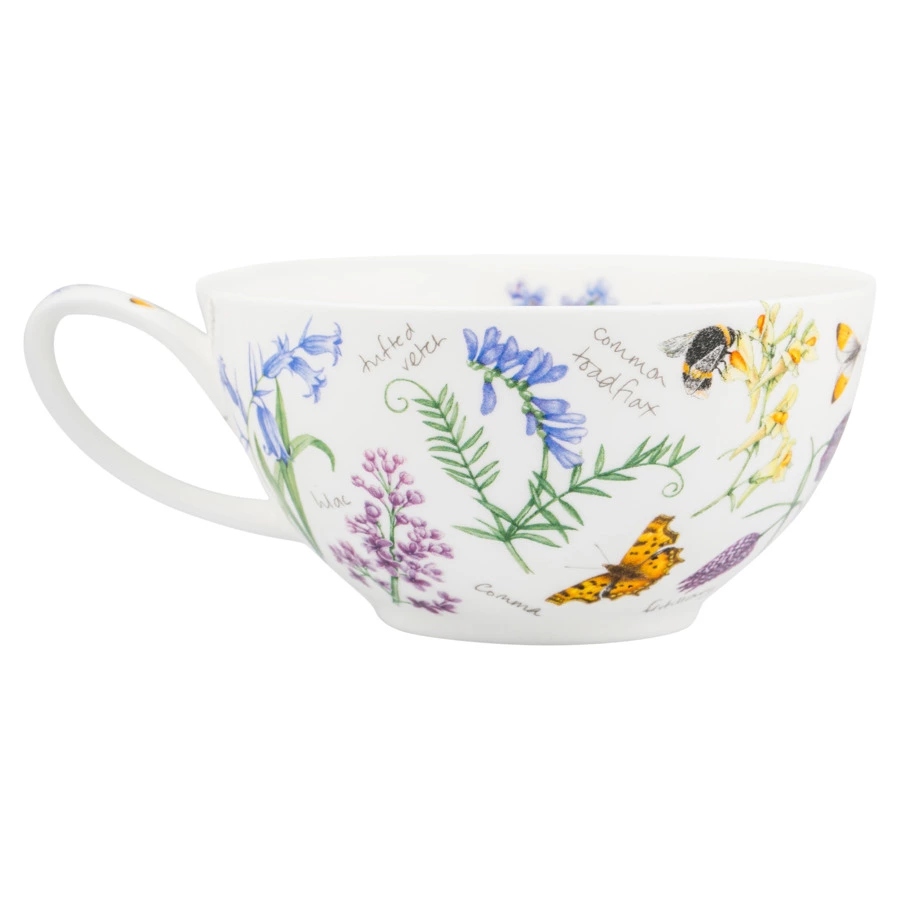 Чашка чайная с блюдцем Dunoon Полевые цветы 250 мл, фарфор костяной