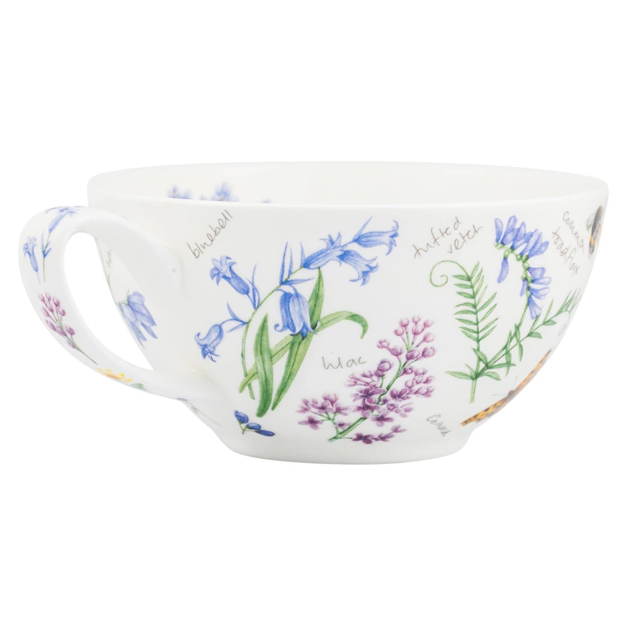 Чашка чайная с блюдцем Dunoon Полевые цветы 250 мл, фарфор костяной