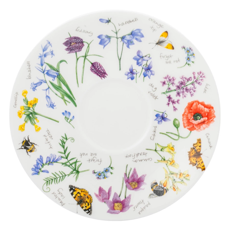 Чашка чайная с блюдцем Dunoon Полевые цветы 250 мл, фарфор костяной