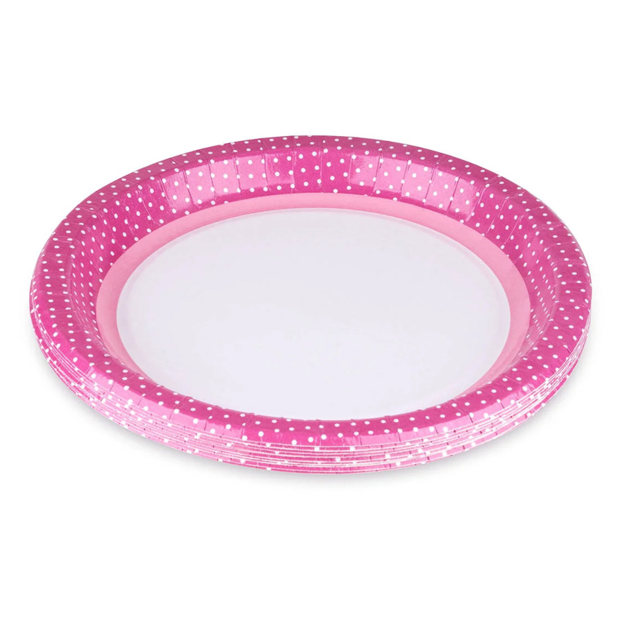 Тарелки бумажные 22см BBQ Розовая линия набор одноразовой посуды для мальчиков и девочек