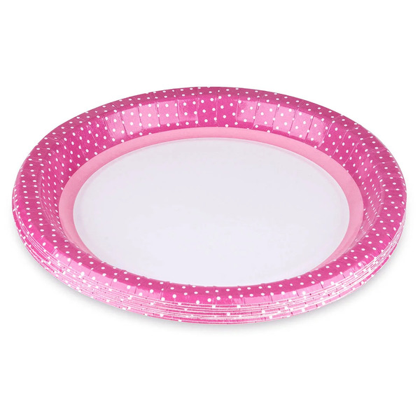 Тарелки бумажные 22см  BBQ Розовая линия