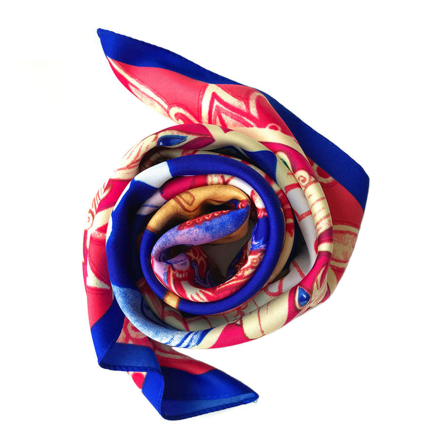 Платок сувенирный МД Нины Ручкиной Конёк-Горбунок с ручной подшивкой 90х90 см, шелк