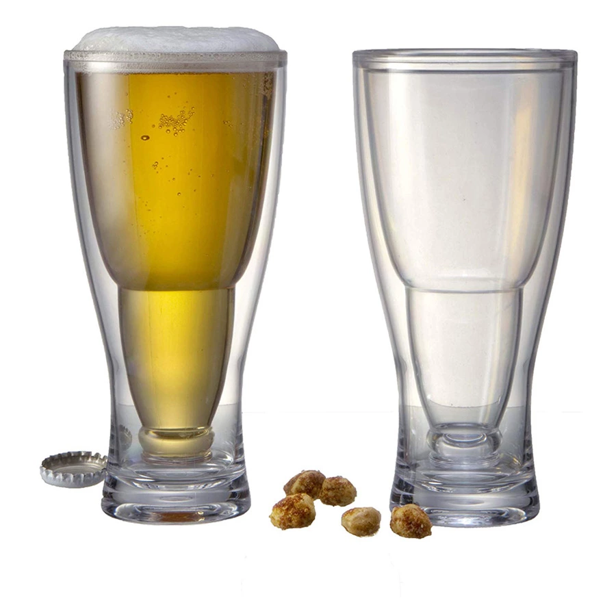Набор термобокалов для пива Prodyne Шиворот-навыворот 350 мл, h 18 см, 2 шт, акрил