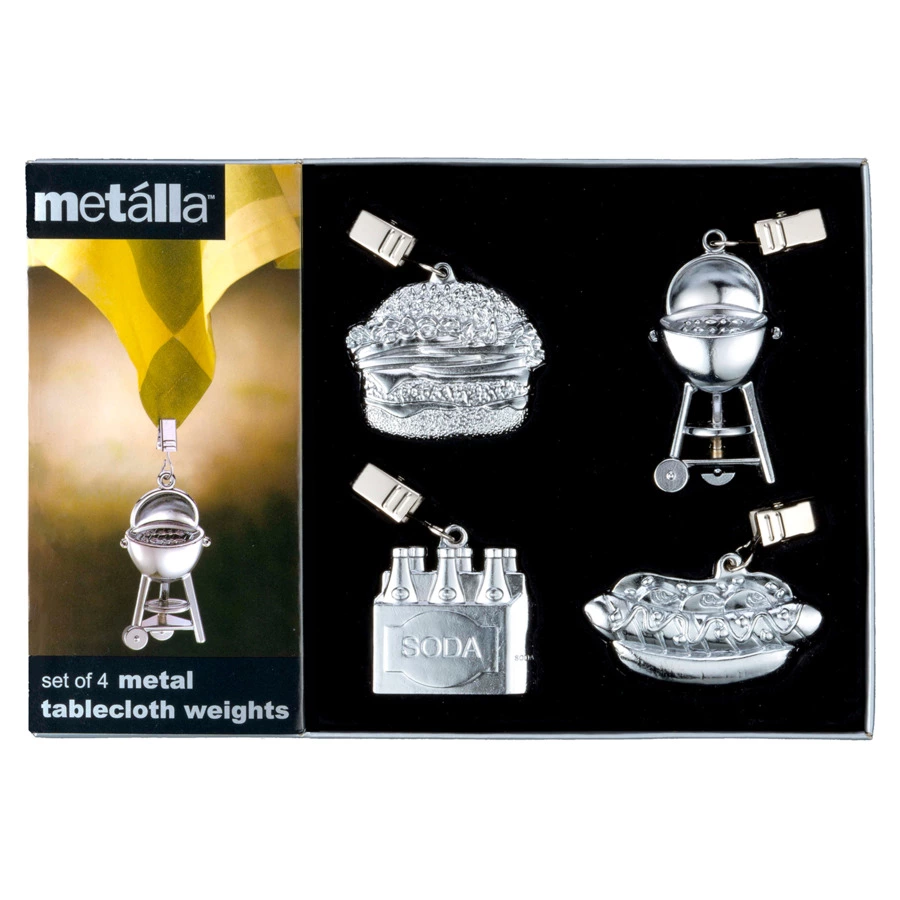 Набор утяжелителей для скатерти Prodyne Барбекю 22х3х15 см, 4 шт, металл