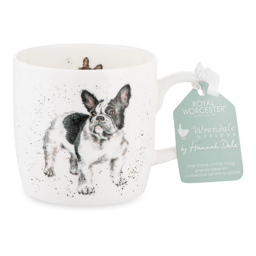 Кружка Royal Worcester Забавная фауна Французский бульдог 310 мл, фарфор костяной