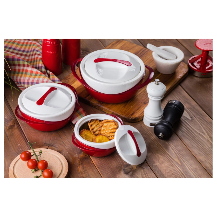 Набор термокастрюль Pinnacle, 3 шт, 400 мл, 600 мл, 1,2 л, красный металлик