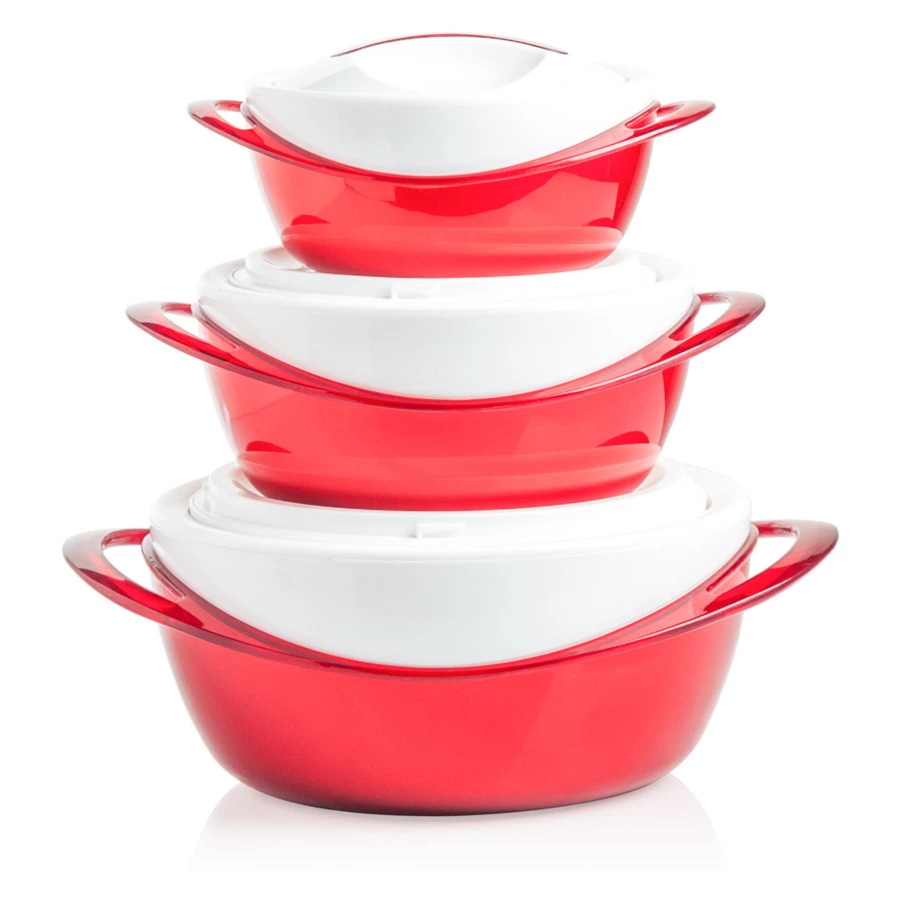 Набор термокастрюль Pinnacle, 3 шт, 400 мл, 600 мл, 1,2 л, красный металлик