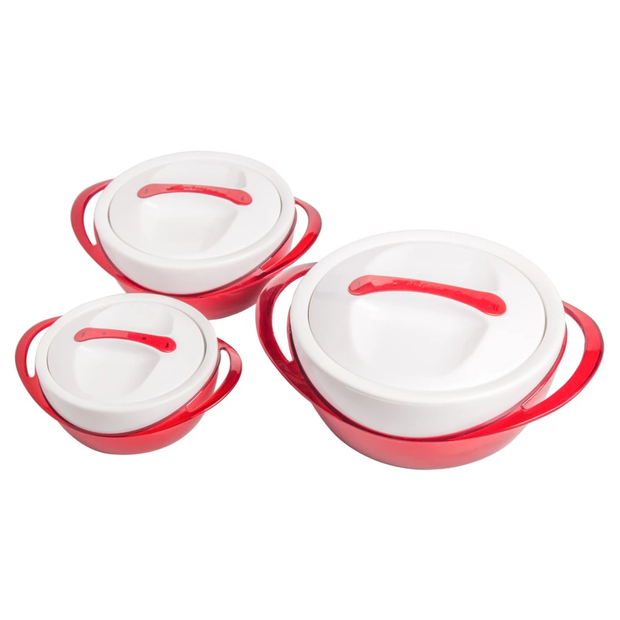 Набор термокастрюль Pinnacle, 3 шт, 400 мл, 600 мл, 1,2 л, красный металлик