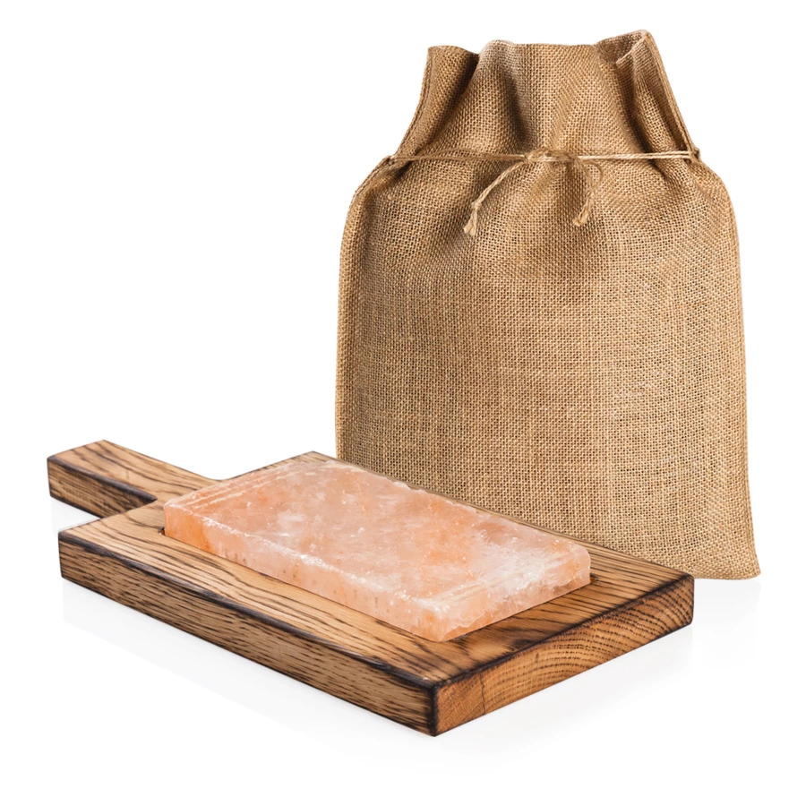 Доска сервировочная с соляной плиткой (дуб светлый) 27,5х17х2,5см