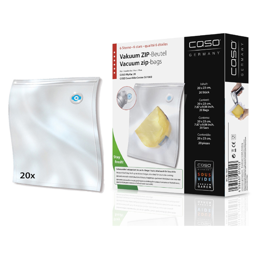Пакеты ЗИП для вакуумного упаковщика CASO VC 20х23 см, 150 мкм, 20 шт .