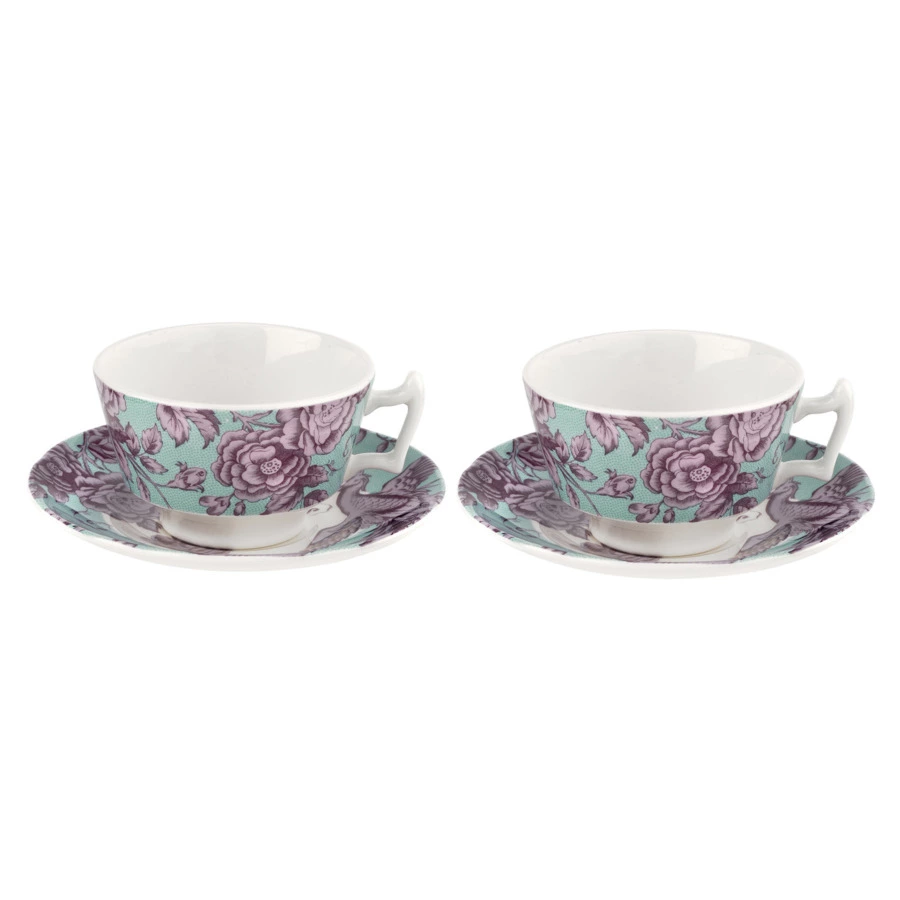 Набор чашек чайных с блюдцем Spode Кингслей, 200 мл, 2 шт, морская волна