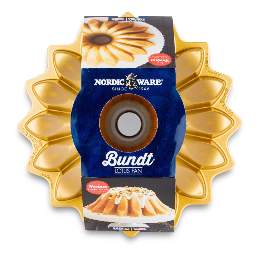 Форма для выпечки 3D Nordic Ware Цветок Лотоса 1,2 л, литой алюминий, золотая