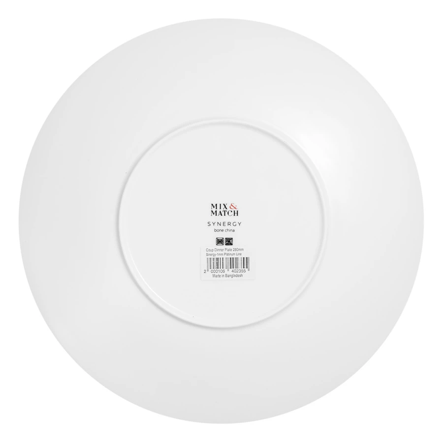Тарелка обеденная Mix&Match Синергия Платиновый кант 28см, костяной фарфор