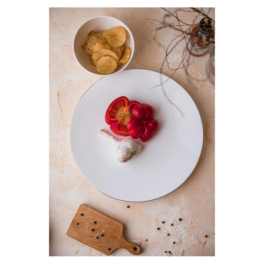 Тарелка обеденная Mix&Match Синергия Платиновый кант 28см, костяной фарфор