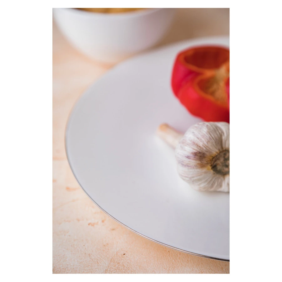 Тарелка обеденная Mix&Match Синергия Платиновый кант 28см, костяной фарфор