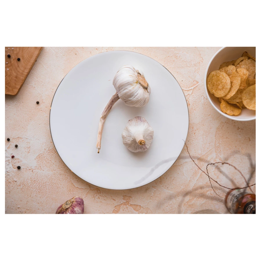 Тарелка закусочная Mix&Match Синергия Платиновый кант 23см, костяной фарфор