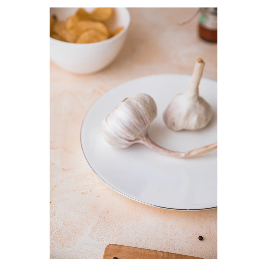 Тарелка закусочная Mix&Match Синергия Платиновый кант 23см, костяной фарфор