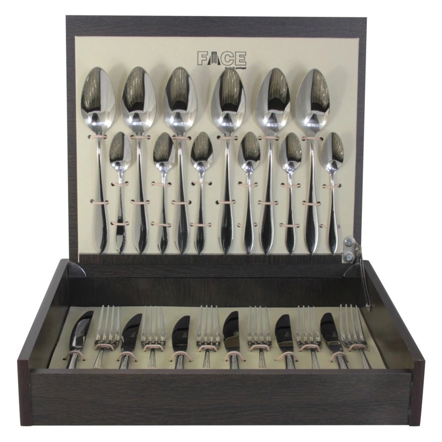 Набор столовых приборов Face Jasmine на 6 персон 24 предмета,  деревянная коробка