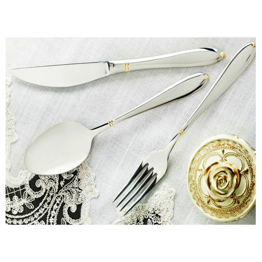 Набор столовых приборов Face Julia Gold на 6 персон 24 предмета, золотой декор, деревянная коробка