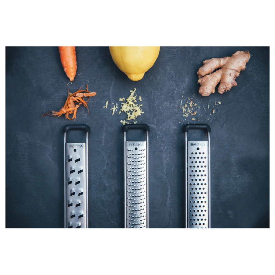 Тёрка для сыра, шоколада, имбиря и чеснока Boska Монако+ плоская 32х3,5 см, сталь нержавеющая