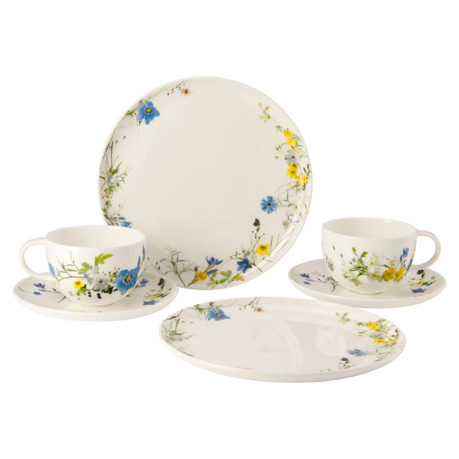 Набор для завтрака Rosenthal Альпийские цветы на 2 персоны 6 предметов, фарфор костяной