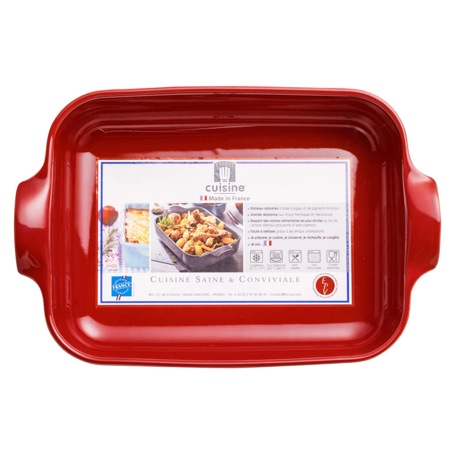Форма для запекания прямоугольная Esprit de cuisine 32x21 см, 2,3 л, керамика, малиновая