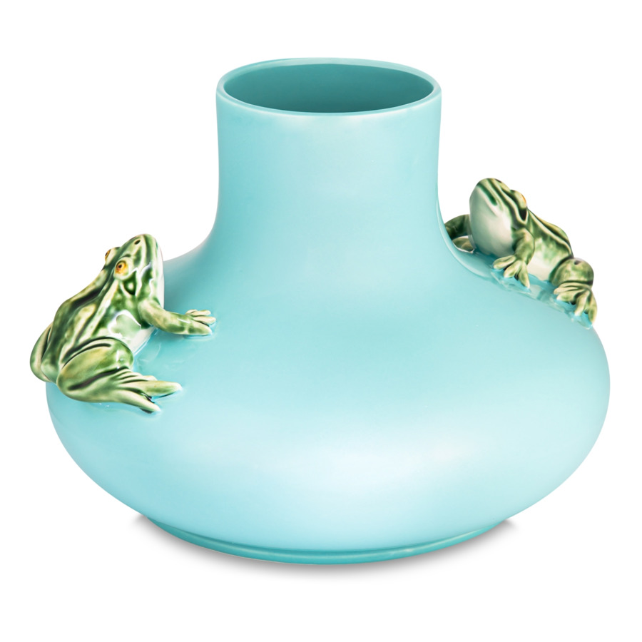 Ваза Bordallo Pinheiro Две лягушки 31х27х21,5 см, керамика, голубая