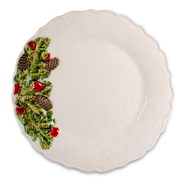 Тарелка обеденная Bordallo Pinheiro Рождественская гирлянда 29,5 см, керамика