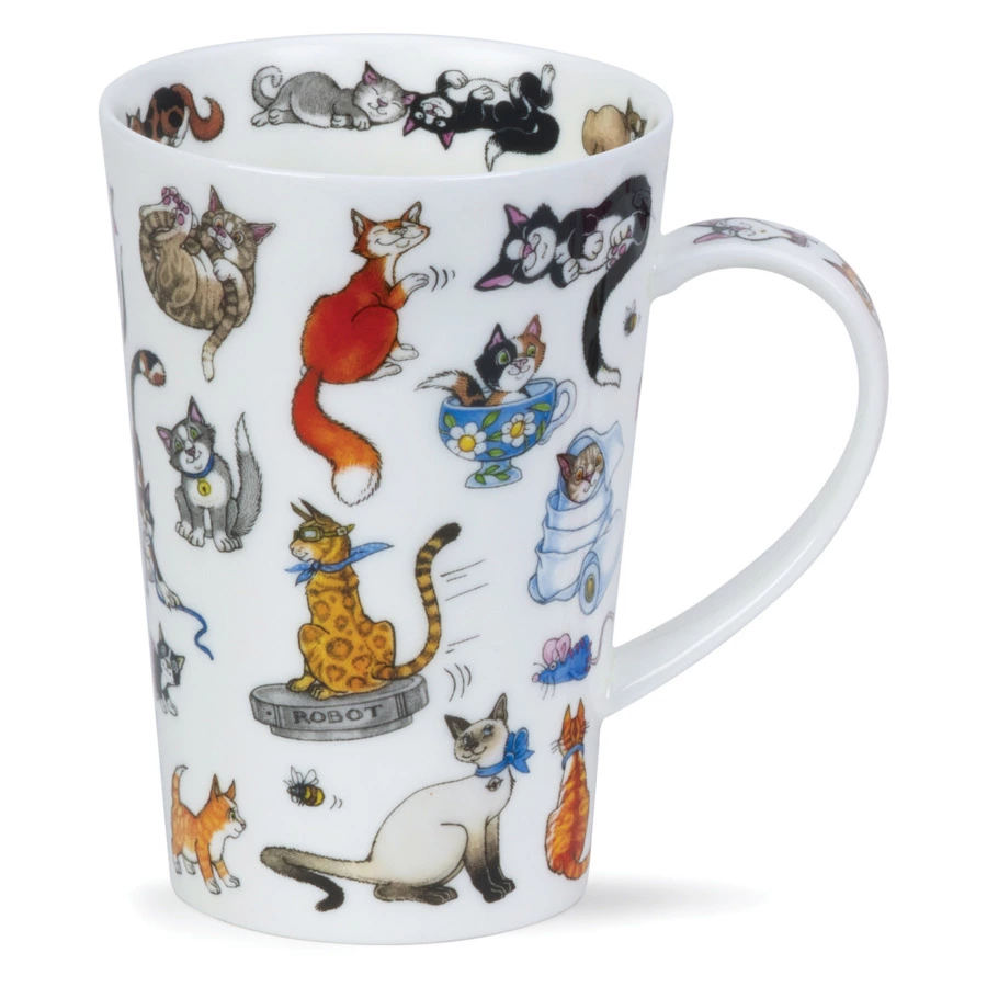 Кружка с ситечком и крышкой Dunoon Шетлэнд Забавные кошки 440 мл, фарфор костяной