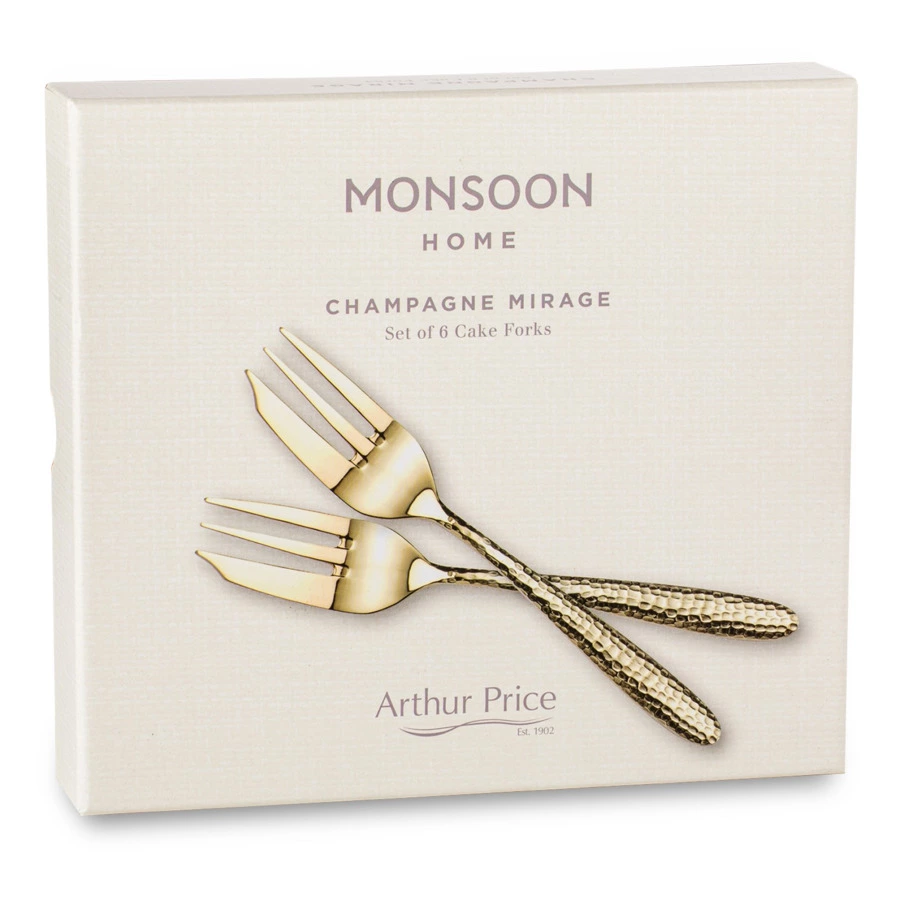 Набор вилок десертных Arthur Price Монсун Мираж Шампань, 6 шт, п/к