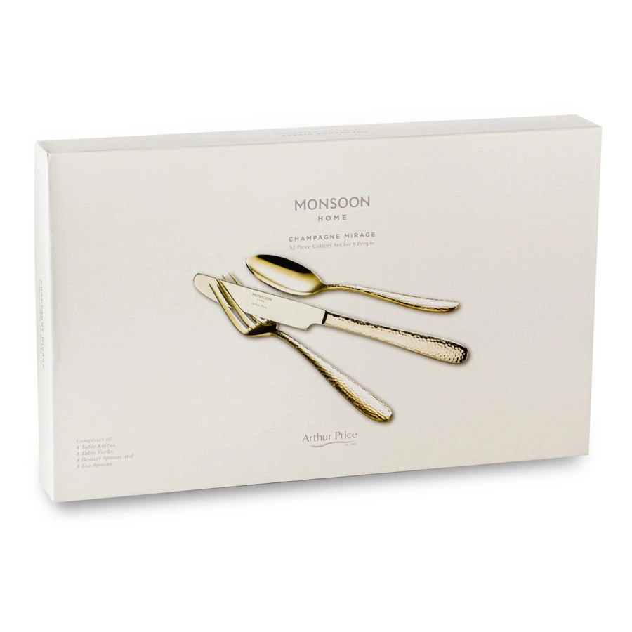 Набор столовых приборов Arthur Price Монсун Мираж Шампань на 8 персон, 32 предмета, п/к