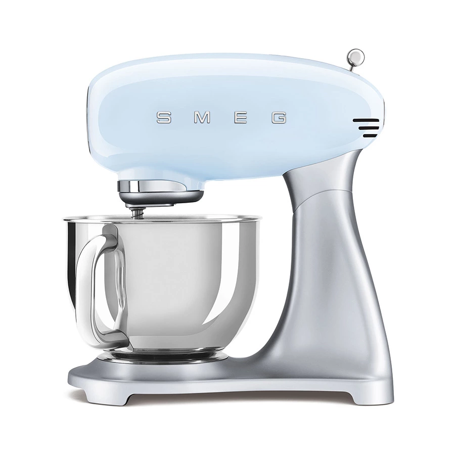 Миксер планетарный SMEG SMF02PBEU, 800 Вт, чаша стальная 4,8л, 3 насадки, алюминий литой, голубой