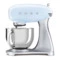 Миксер планетарный SMEG SMF02PBEU, 800 Вт, чаша стальная 4,8л, 3 насадки, алюминий литой, голубой